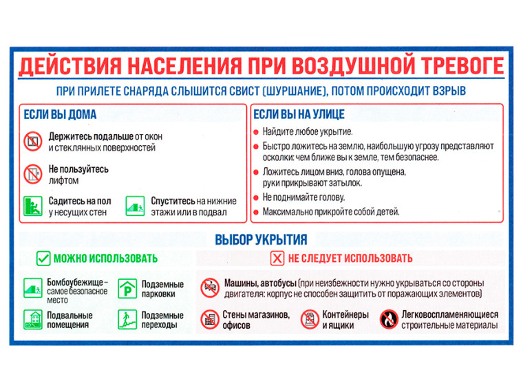 Памятка. Действия при воздушной тревоге..